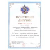 지역 경쟁 «아무르 지역 최고의 소규모 기업» 1등 (2006년)